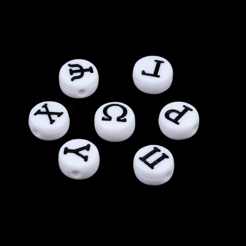 JGFinds 200 Pack Greek Alphabet Letter Beads 7mm Flat Round with 1.4mm Hole (White) - Image 3